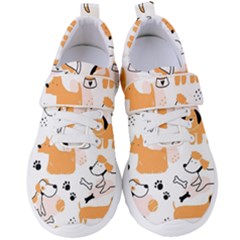 Seamless Pattern Of Cute Dog Puppy Cartoon Funny And Happy Women s Velcro Strap Shoes by Wav3s