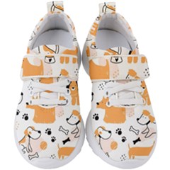 Seamless Pattern Of Cute Dog Puppy Cartoon Funny And Happy Kids  Velcro Strap Shoes by Wav3s