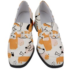 Seamless Pattern Of Cute Dog Puppy Cartoon Funny And Happy Women s Chunky Heel Loafers by Wav3s