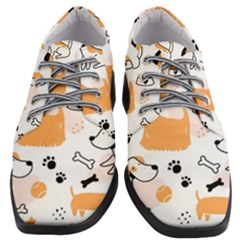 Seamless Pattern Of Cute Dog Puppy Cartoon Funny And Happy Women Heeled Oxford Shoes by Wav3s