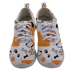 Seamless Pattern Of Cute Dog Puppy Cartoon Funny And Happy Women Athletic Shoes by Wav3s