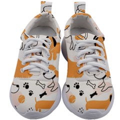 Seamless Pattern Of Cute Dog Puppy Cartoon Funny And Happy Kids Athletic Shoes by Wav3s