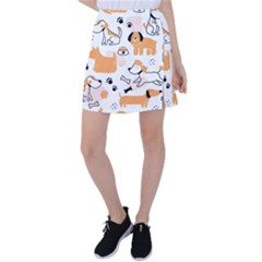 Seamless Pattern Of Cute Dog Puppy Cartoon Funny And Happy Tennis Skirt by Wav3s