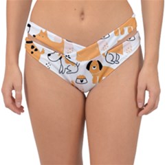 Seamless Pattern Of Cute Dog Puppy Cartoon Funny And Happy Double Strap Halter Bikini Bottoms by Wav3s