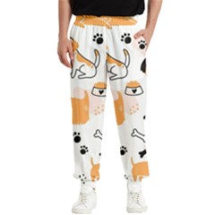 Seamless Pattern Of Cute Dog Puppy Cartoon Funny And Happy Men s Elastic Waist Pants by Wav3s