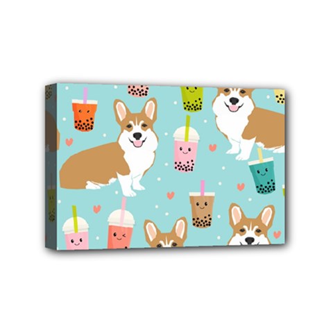 Welsh Corgi Boba Tea Bubble Cute Kawaii Dog Breed Mini Canvas 6  X 4  (stretched) by Wav3s