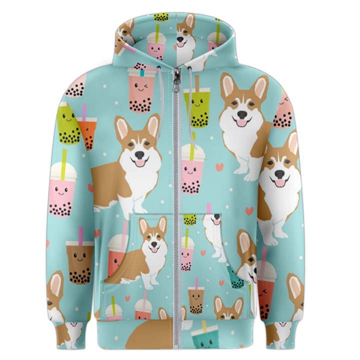 Welsh Corgi Boba Tea Bubble Cute Kawaii Dog Breed Men s Zipper Hoodie