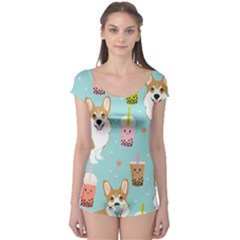 Welsh Corgi Boba Tea Bubble Cute Kawaii Dog Breed Boyleg Leotard  by Wav3s