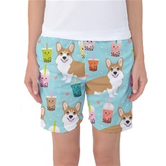 Welsh Corgi Boba Tea Bubble Cute Kawaii Dog Breed Women s Basketball Shorts by Wav3s