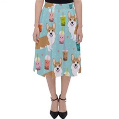 Welsh Corgi Boba Tea Bubble Cute Kawaii Dog Breed Classic Midi Skirt by Wav3s