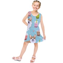 Welsh Corgi Boba Tea Bubble Cute Kawaii Dog Breed Kids  Tunic Dress by Wav3s