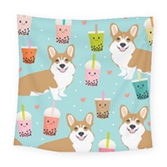 Welsh Corgi Boba Tea Bubble Cute Kawaii Dog Breed Square Tapestry (large) by Wav3s