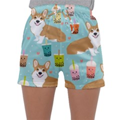 Welsh Corgi Boba Tea Bubble Cute Kawaii Dog Breed Sleepwear Shorts by Wav3s