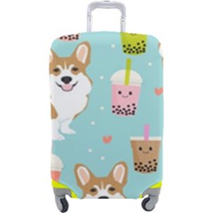 Welsh Corgi Boba Tea Bubble Cute Kawaii Dog Breed Luggage Cover (large) by Wav3s