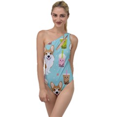 Welsh Corgi Boba Tea Bubble Cute Kawaii Dog Breed To One Side Swimsuit by Wav3s