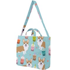 Welsh Corgi Boba Tea Bubble Cute Kawaii Dog Breed Square Shoulder Tote Bag by Wav3s