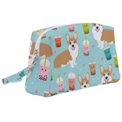 Welsh Corgi Boba Tea Bubble Cute Kawaii Dog Breed Wristlet Pouch Bag (large) by Wav3s