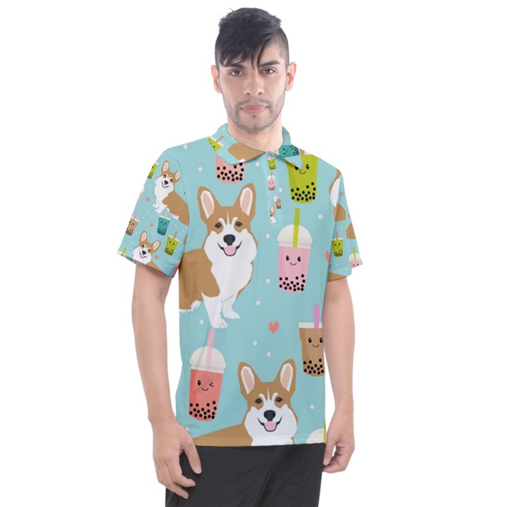 Welsh Corgi Boba Tea Bubble Cute Kawaii Dog Breed Men s Polo Tee