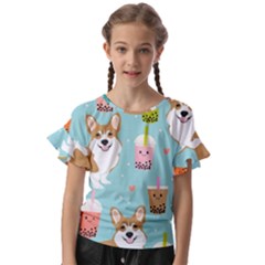 Welsh Corgi Boba Tea Bubble Cute Kawaii Dog Breed Kids  Cut Out Flutter Sleeves by Wav3s