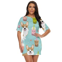 Welsh Corgi Boba Tea Bubble Cute Kawaii Dog Breed Just Threw It On Dress by Wav3s