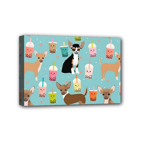 Chihuahua Bubble Kawaii Boba Tea Cute Dog Mini Canvas 6  X 4  (stretched) by Wav3s