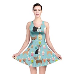 Chihuahua Bubble Kawaii Boba Tea Cute Dog Reversible Skater Dress by Wav3s