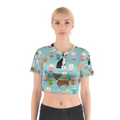 Chihuahua Bubble Kawaii Boba Tea Cute Dog Cotton Crop Top by Wav3s