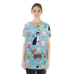 Chihuahua Bubble Kawaii Boba Tea Cute Dog Skirt Hem Sports Top by Wav3s