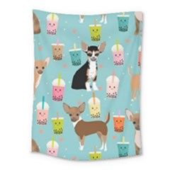 Chihuahua Bubble Kawaii Boba Tea Cute Dog Medium Tapestry by Wav3s