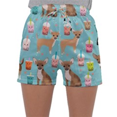 Chihuahua Bubble Kawaii Boba Tea Cute Dog Sleepwear Shorts by Wav3s