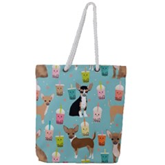 Chihuahua Bubble Kawaii Boba Tea Cute Dog Full Print Rope Handle Tote (large) by Wav3s