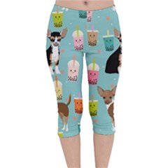 Chihuahua Bubble Kawaii Boba Tea Cute Dog Velvet Capri Leggings  by Wav3s