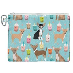 Chihuahua Bubble Kawaii Boba Tea Cute Dog Canvas Cosmetic Bag (xxl)