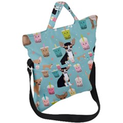 Chihuahua Bubble Kawaii Boba Tea Cute Dog Fold Over Handle Tote Bag by Wav3s