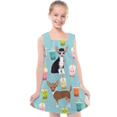 Chihuahua Bubble Kawaii Boba Tea Cute Dog Kids  Cross Back Dress by Wav3s