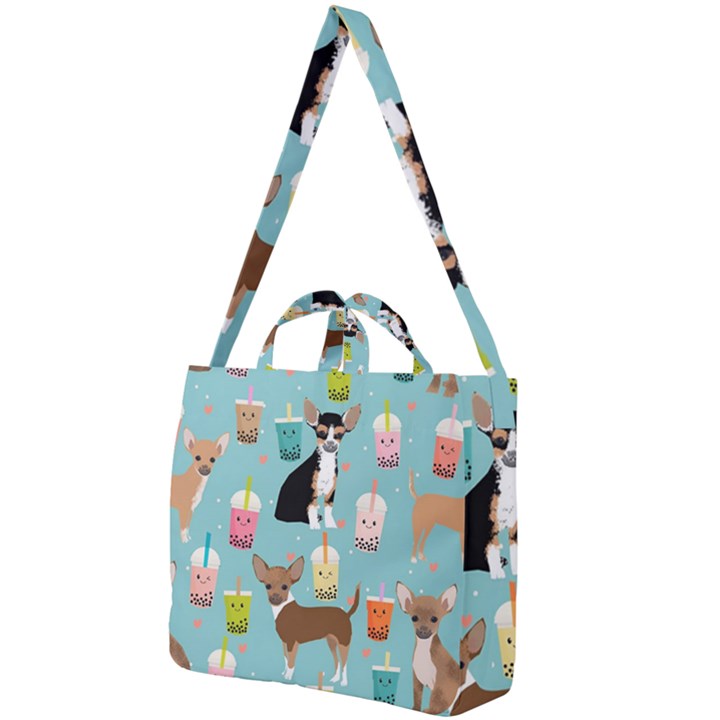 Chihuahua Bubble Kawaii Boba Tea Cute Dog Square Shoulder Tote Bag