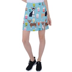 Chihuahua Bubble Kawaii Boba Tea Cute Dog Tennis Skirt by Wav3s