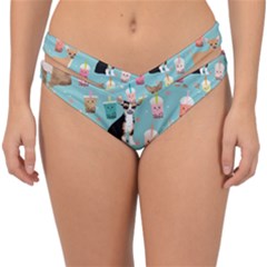 Chihuahua Bubble Kawaii Boba Tea Cute Dog Double Strap Halter Bikini Bottoms by Wav3s