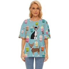 Chihuahua Bubble Kawaii Boba Tea Cute Dog Oversized Basic Tee by Wav3s