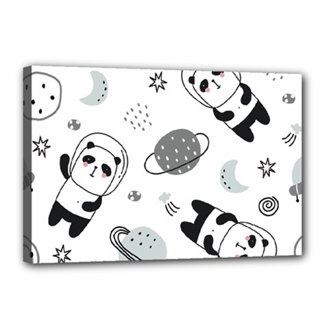 Panda Floating In Space And Star Canvas 18  X 12  (stretched) by Wav3s