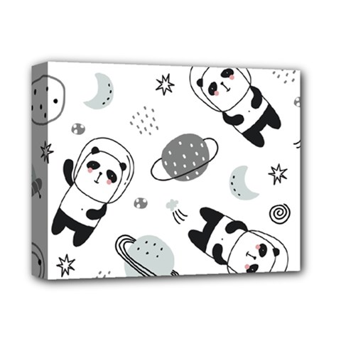 Panda Floating In Space And Star Deluxe Canvas 14  X 11  (stretched) by Wav3s