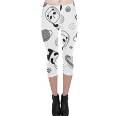 Panda Floating In Space And Star Capri Leggings  by Wav3s