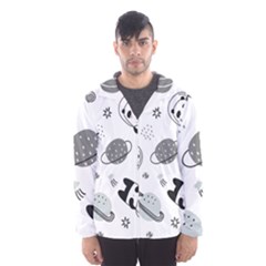 Panda Floating In Space And Star Men s Hooded Windbreaker