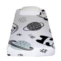 Panda Floating In Space And Star Fitted Sheet (single Size)