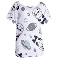 Panda Floating In Space And Star Women s Oversized Tee by Wav3s