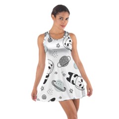 Panda Floating In Space And Star Cotton Racerback Dress by Wav3s