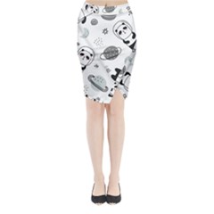 Panda Floating In Space And Star Midi Wrap Pencil Skirt by Wav3s