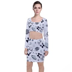 Panda Floating In Space And Star Top And Skirt Sets by Wav3s