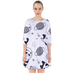 Panda Floating In Space And Star Smock Dress by Wav3s