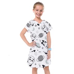 Panda Floating In Space And Star Kids  Drop Waist Dress by Wav3s